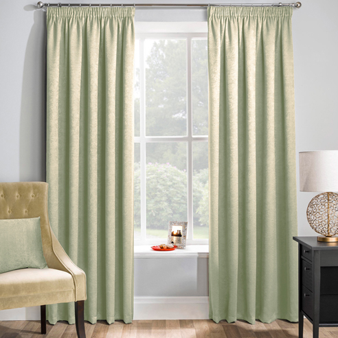 Matrix Pencil Pleat, Green - Ready Made Curtains - Image 3